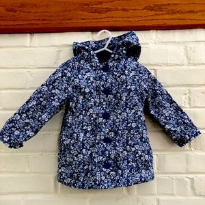 Baby Gap - Blue Floral - Fleece lined Rain Coat / Size 2